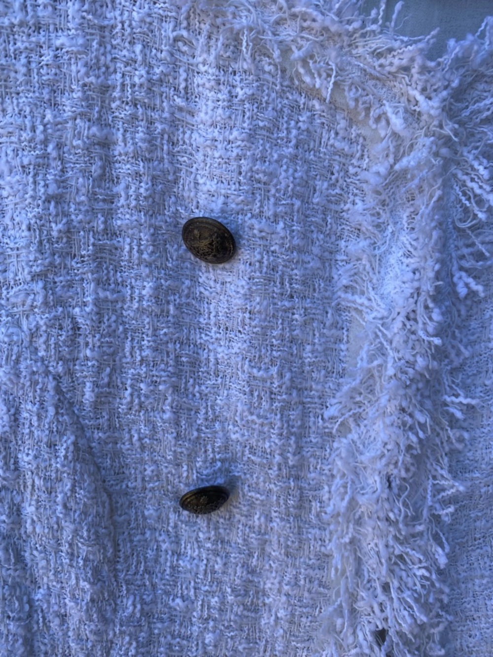Luii White Frayed Bouclé Double-Breasted Jacket - Picture 5 of 5